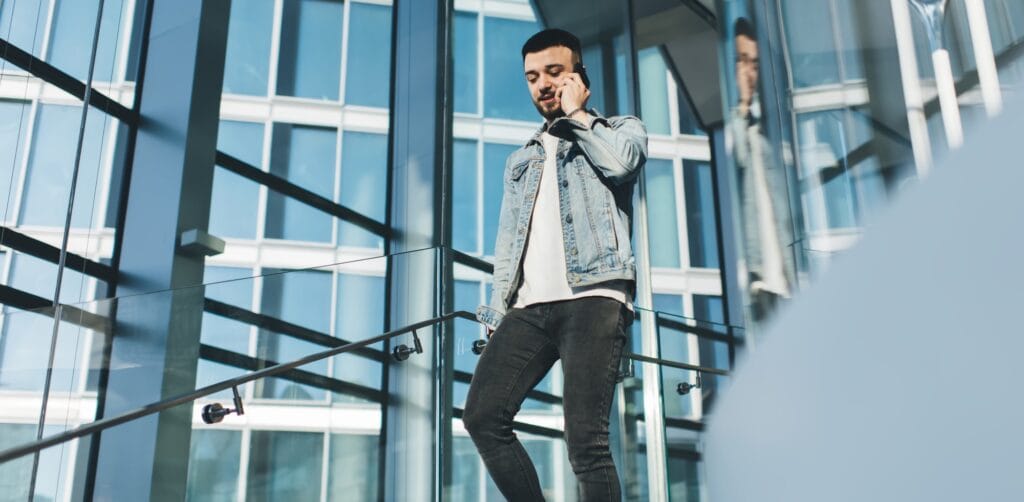 Busy man having phone call